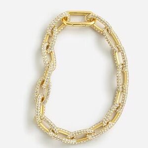 NWT J. Crew Gold Chainlink Crystal Pave Necklace